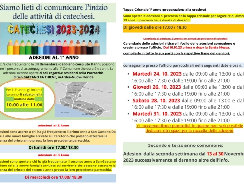 *AVVISO* – CATECHESI 2023/2024